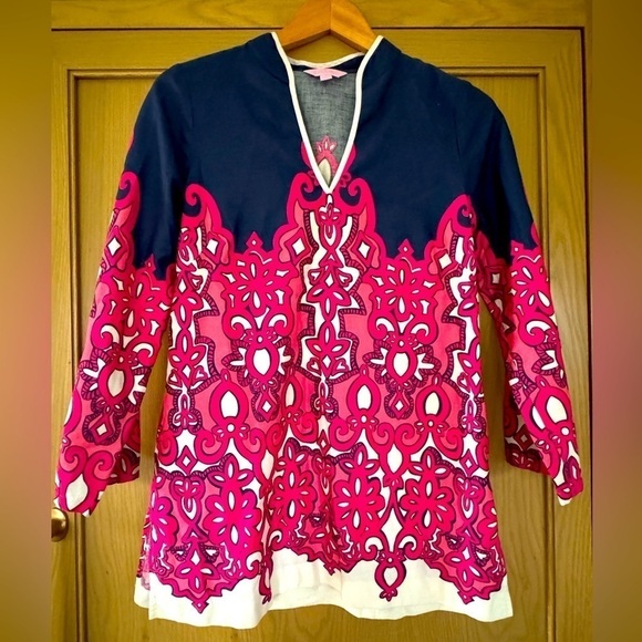 Lilly Pulitzer Pullover V-Neck Cotton Deep Slit Tunic / small - Picture 1 of 9